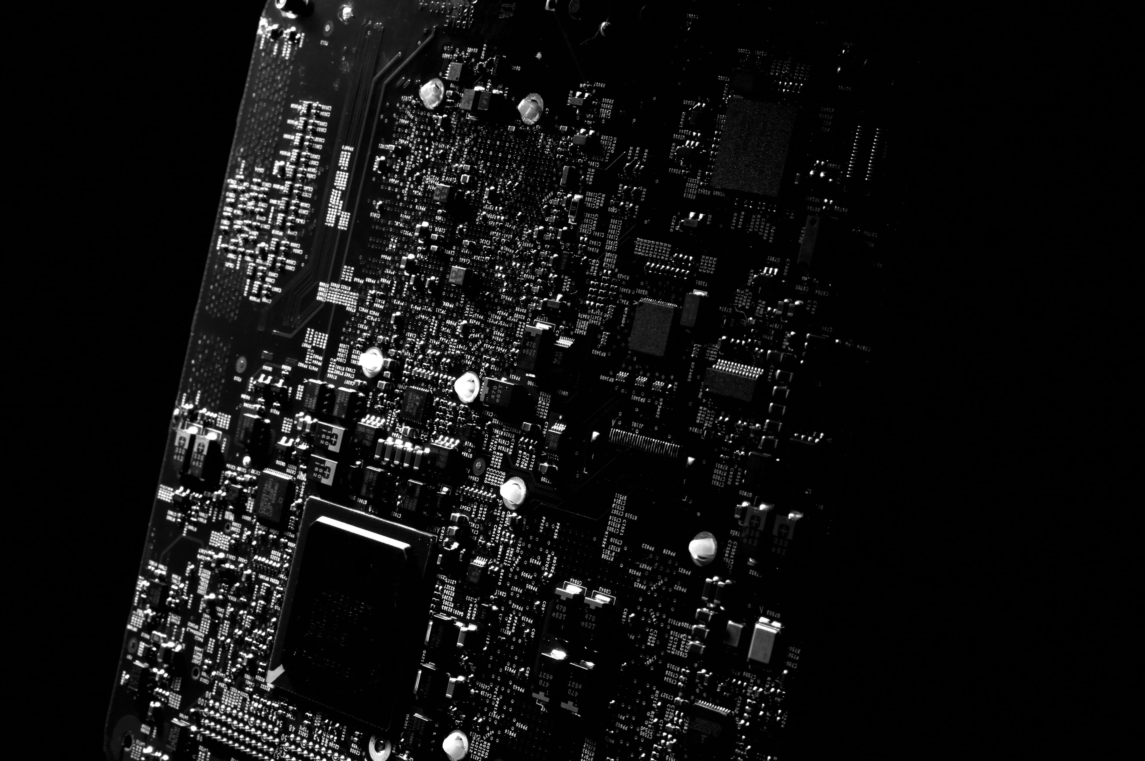 Close-up of a discarded electronic circuit board